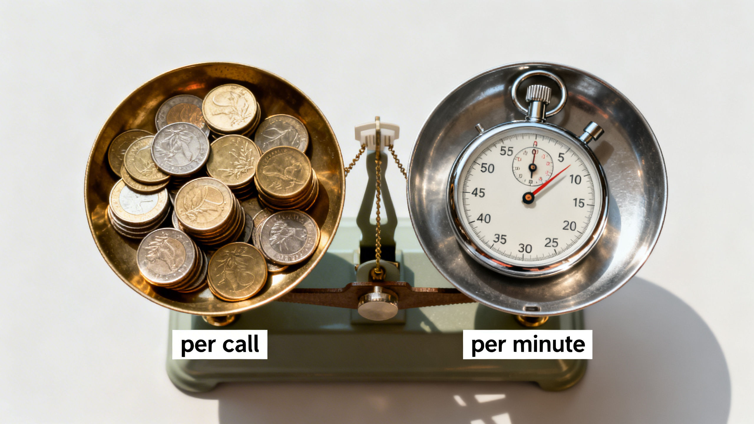 Comparison chart illustrating the cost per call/minute and overall monthly expenses for traditional vs. AI answering services, showing cost savings as call volume increases for AI.